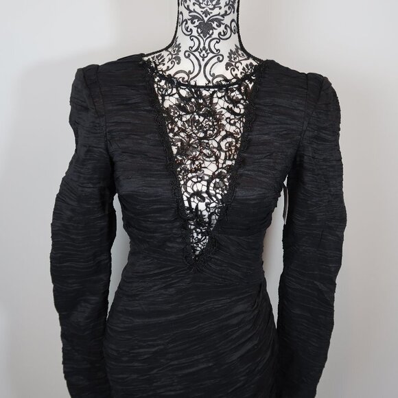 Free People Look of Love Ruched Lace Inset Dress 4 - Picture 9 of 15